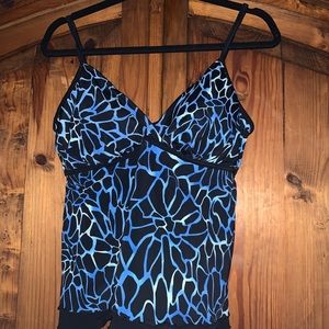 Trimshaper black/blue tankini size 16